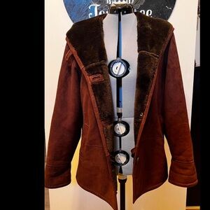 Faux brown shearling jacket